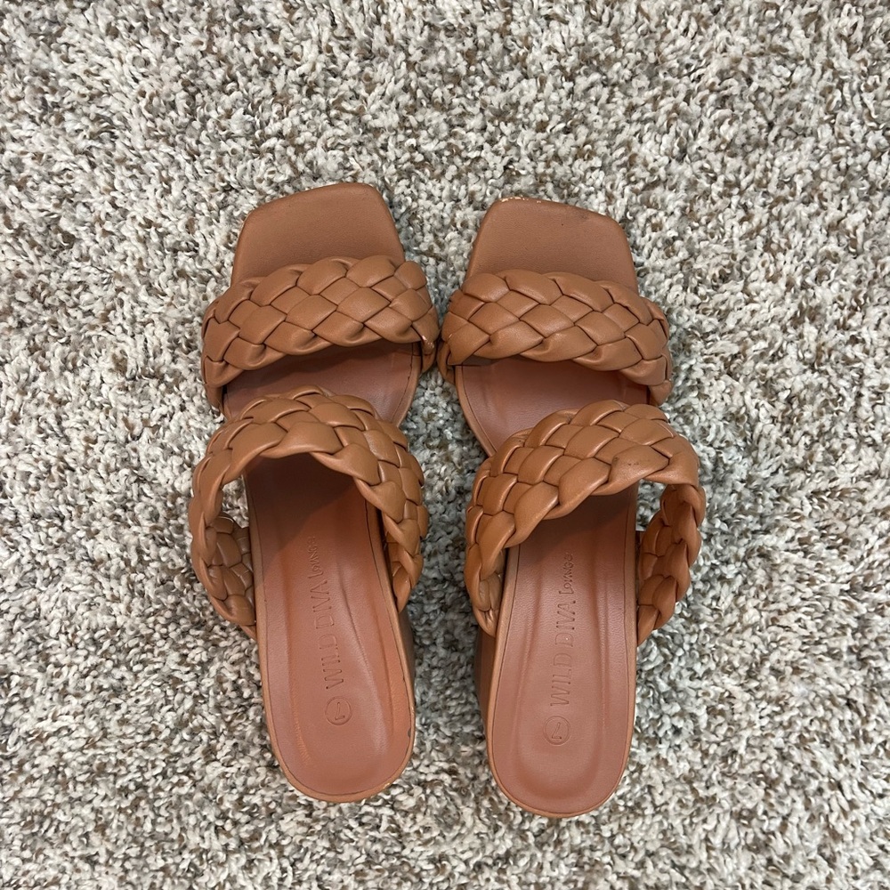 Wild Diva Brown Braided Sandals